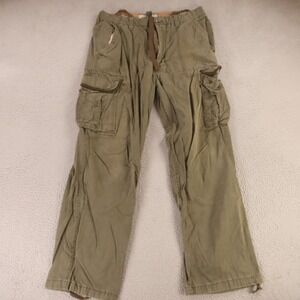 Wearfirst Pants Mens 36 Green 100% Cotton‎ Twill Drawstring Military Cargo 36x32